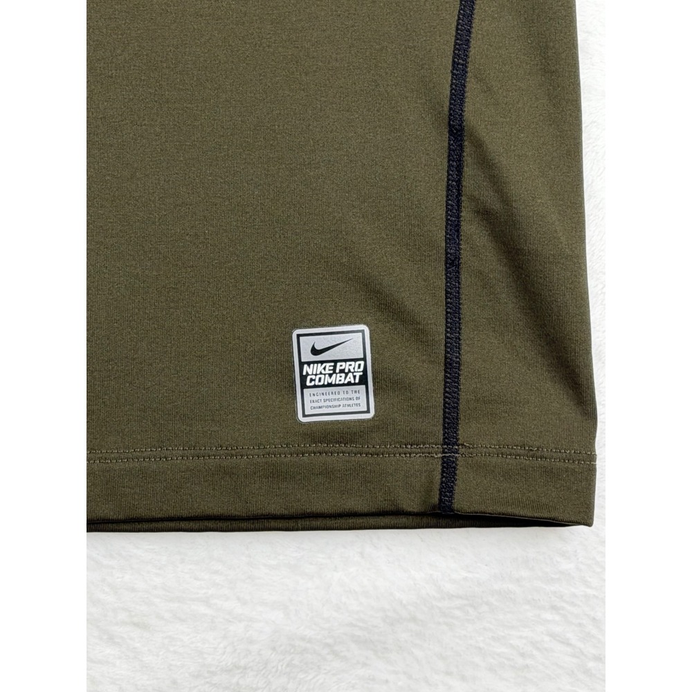 Nike Pro Combat Dri-FIT Mens Long Sleeve Mock Neck Compression Shirt Olive Green - Picture 4 of 10